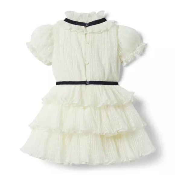 Janie and jack Dot Puff Sleeve Dress
White Ruffled with Black Accents - Picture 2 of 3